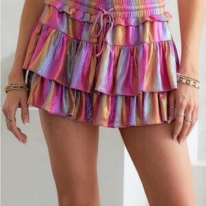 Sassy Shortcake Colorful Metallic Ruffle Skirt